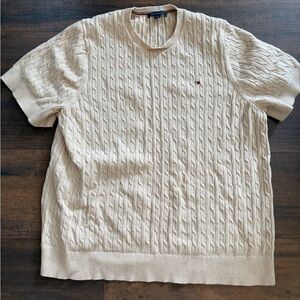 Tommy Hilfiger Beige Cable Knit Crewneck Sweater